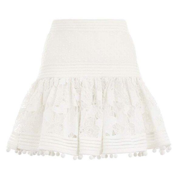 Zimmermann Corsage Pompom Embellished Guipure Lace Swiss Dot Tulle Mini Size 0 - Picture 4 of 16
